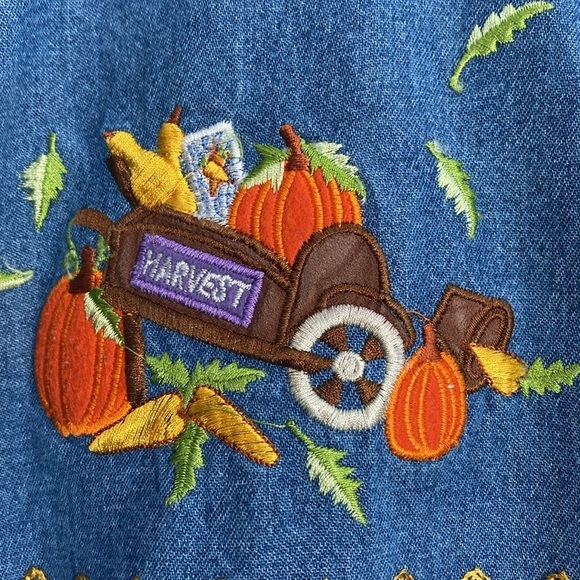 Vintage Lemon Grass Shirt Fall Scarecrow Pumpkins M/L - Picture 5 of 12